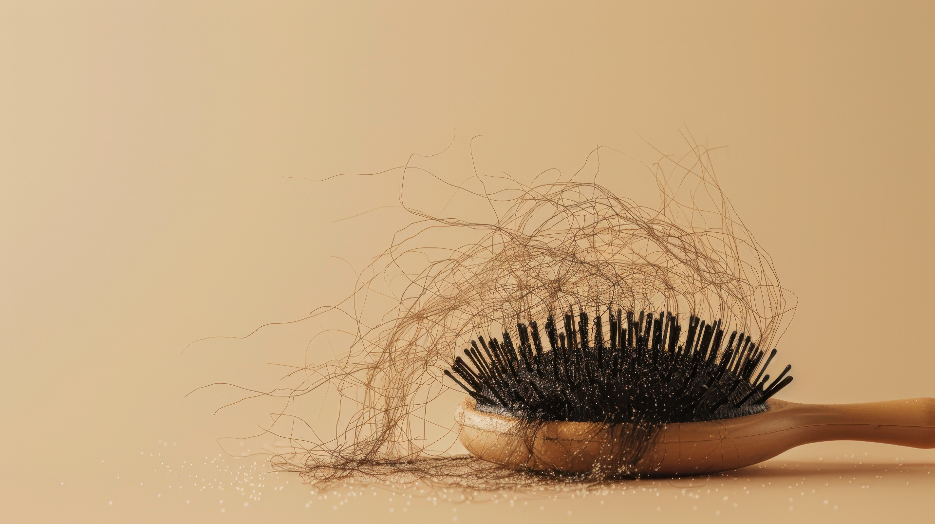 Escova cheia de fios de cabelo